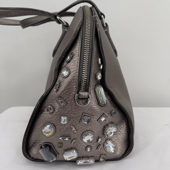 Kate Spade New York Metallic Leather Satchel with Crystal Embellishments - Picture 4 of 15